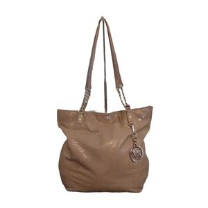 Michael Kors Jet Set Tan Snake Embossed Leather Tote Shoulder Bag